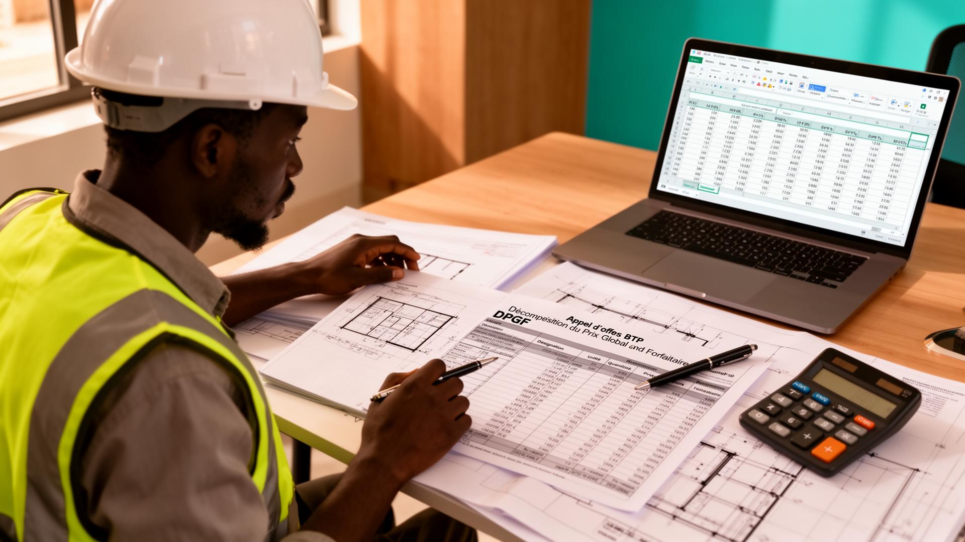 Chiffrer un appel d'offres BTP au Sénégal : méthode DPGF, BPU et DQE (2026)